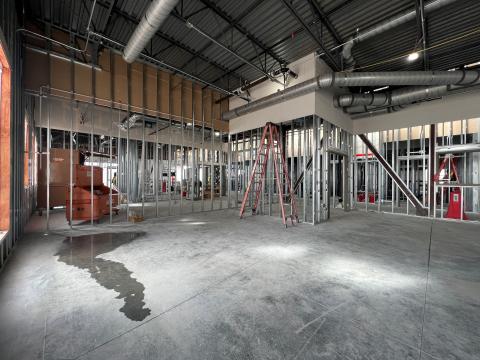 The interior structure of the senior center is starting to come together. 