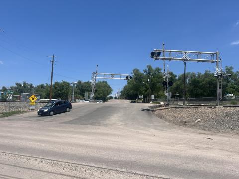 North view of existing Royer Street railroad crossing just north of Las Vegas Street