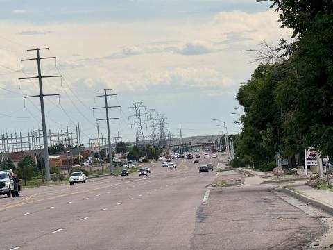 South Academy Boulevard before construction to repave the road started.