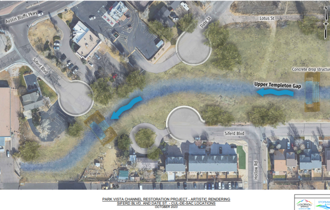 Rendering of the Park Vista channel restoration project between Siferd Blvd. and Date St.