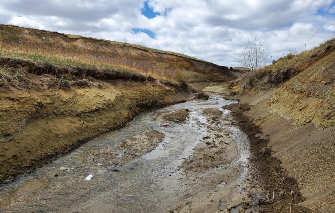 Water trickles down Cottonwood Creek