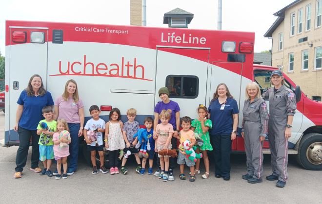 Westside Community Center and a UC Health truck