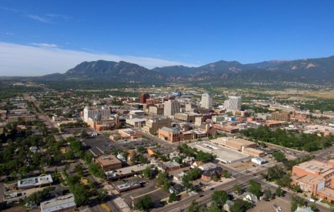 aerial shot of colorado springs