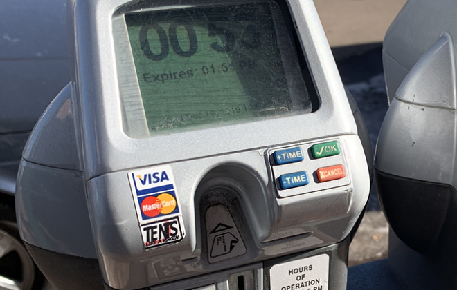 closeup of parking meter